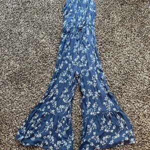 All in Favor Navy Floral Jumpsuit